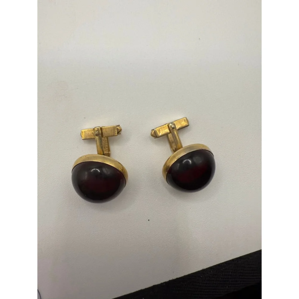 Men's Swank One Size Burgundy Gold Tone Cuff Links